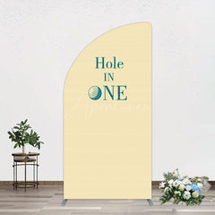 Aperturee - Aperturee Simple Beige Vibe Hole In One Birthday Half Moon Arch Backdrop
