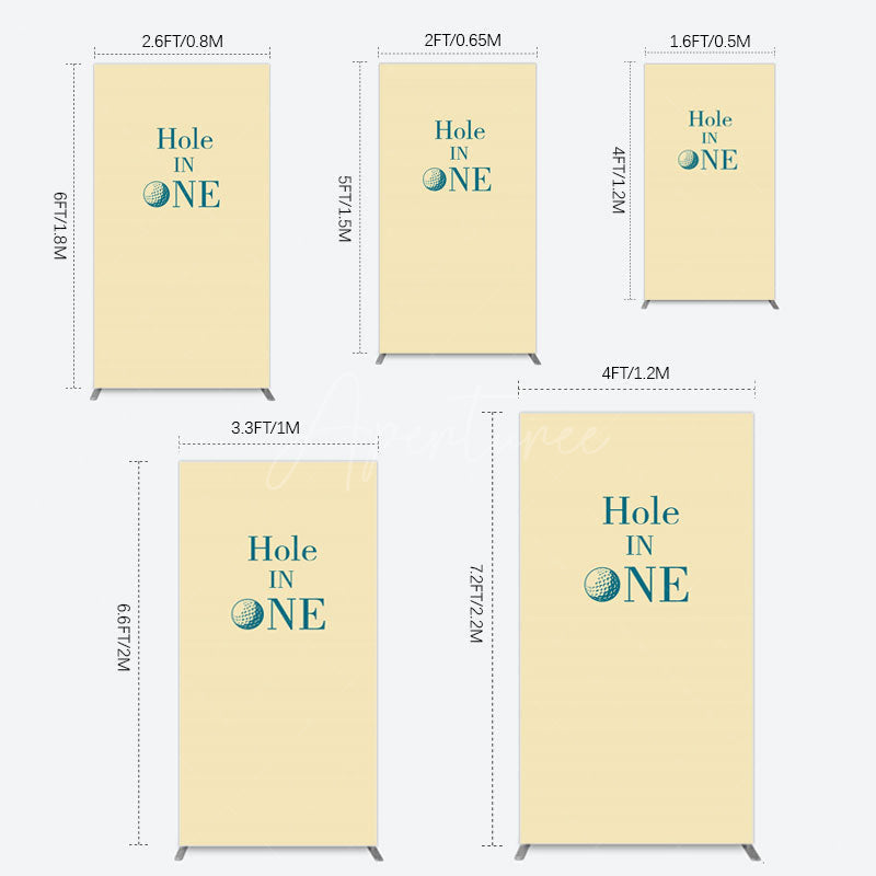 Aperturee - Aperturee Simple Beige Vibe Hole In One Birthday Rectangle Backdrop