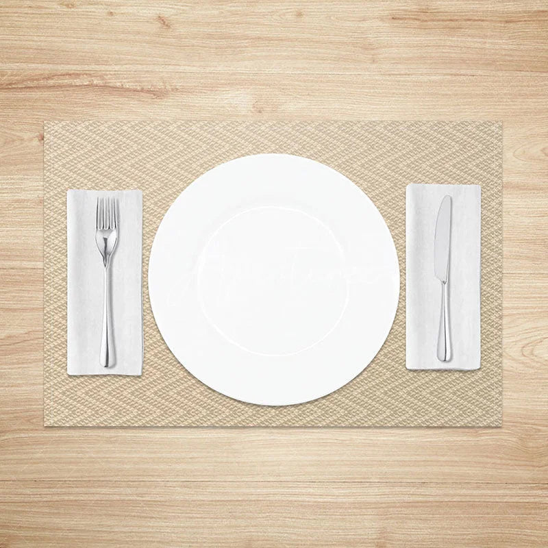 Aperturee - Aperturee Simple Beige Wavy Pattern Dining Set of 4 Placemats Modern Abstract Table Mats for Everyday Kitchen Decor