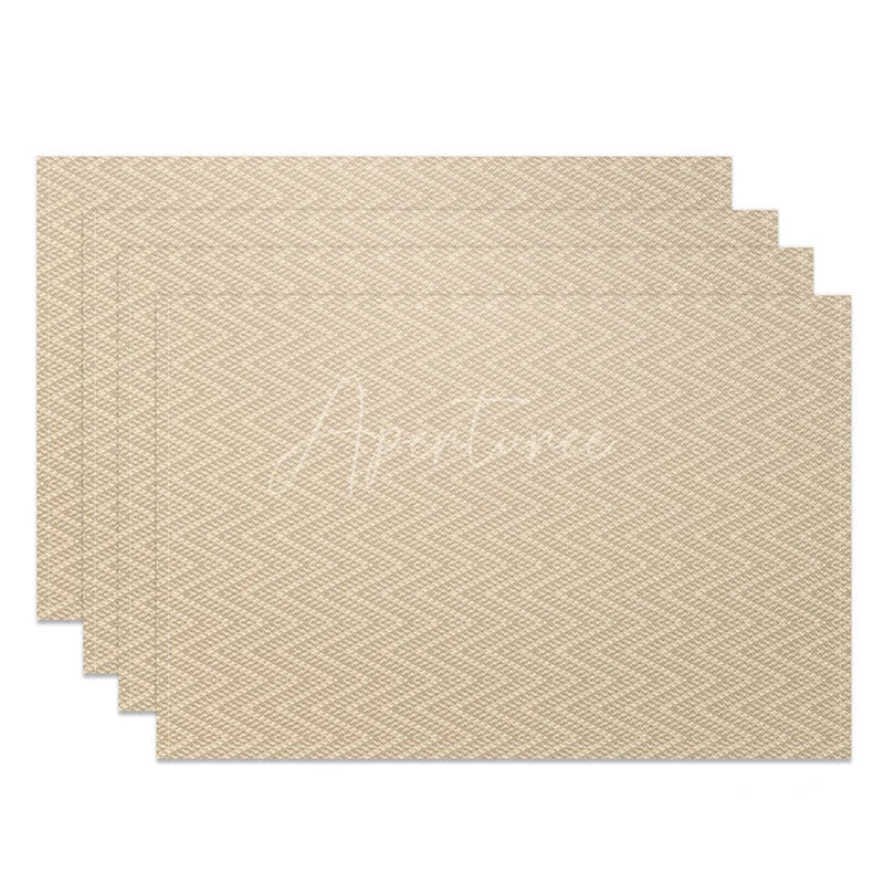 Aperturee - Aperturee Simple Beige Wavy Pattern Dining Set of 4 Placemats Modern Abstract Table Mats for Everyday Kitchen Decor