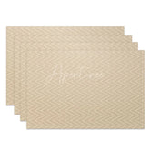 Aperturee - Aperturee Simple Beige Wavy Pattern Dining Set of 4 Placemats Modern Abstract Table Mats for Everyday Kitchen Decor