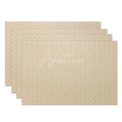 Aperturee - Aperturee Simple Beige Wavy Pattern Dining Set of 4 Placemats Modern Abstract Table Mats for Everyday Kitchen Decor