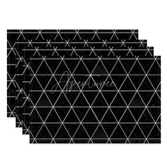 Aperturee - Aperturee Simple Black and White Rhombus Geometric Set of 4 Placemats for Modern Minimalist Kitchen Table Decor