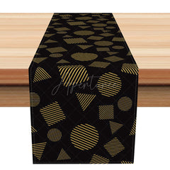 Aperturee - Aperturee Simple Black and Yellow Geometric Table Runner Modern Abstract Figure Design Minimalist Kitchen Dining Decor