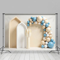 Aperturee - Aperturee Simple Blue Balloons Arches Wedding Photo Backdrop