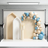 Aperturee - Aperturee Simple Blue Balloons Arches Wedding Photo Backdrop