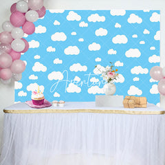 Aperturee - Aperturee Simple Blue Sky White Cloud Happy Birthday Backdrop