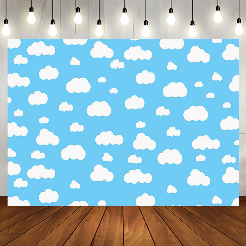Aperturee - Aperturee Simple Blue Sky White Cloud Happy Birthday Backdrop