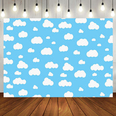 Aperturee - Aperturee Simple Blue Sky White Cloud Happy Birthday Backdrop