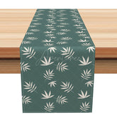 Aperturee - Aperturee Simple Boho Leaves Table Runner Fresh Greenery with Repetitive Pattern Modern Farmhouse Kitchen Dining Decor