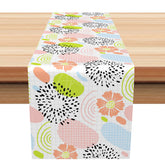 Aperturee - Aperturee Simple Boho Table Runner with Colorful Rainbow Floral Print for Cheerful Kitchen and Dining Room Decor