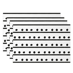 Aperturee - Aperturee Simple Boho White Black Dots Lines Set of 4 Placemats