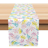 Aperturee - Aperturee Simple Botanical Table Runner with Colorful Floral and Leaves for Everyday Spring and Summer Kitchen Decor