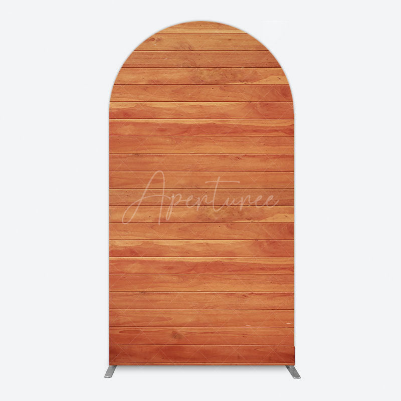 Aperturee - Aperturee Simple Brown Wooden Happy Birthday Arch Backdrop
