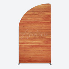 Aperturee - Aperturee Simple Brown Wooden Happy Birthday Half Moon Arch Backdrop