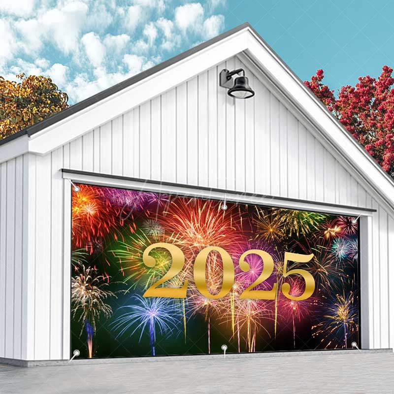 Aperturee - Aperturee Simple Colorful Sparks Night 2025 Garage Door Banner