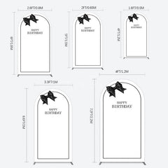 Aperturee - Aperturee Simple Elegant White Black Bow Birthday Arch Backdrop