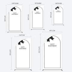 Aperturee - Aperturee Simple Elegant White Black Bow Birthday Half Moon Arch Backdrop