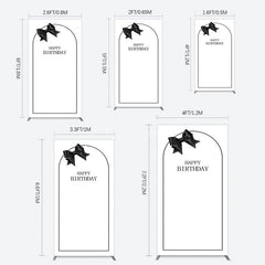 Aperturee - Aperturee Simple Elegant White Black Bow Birthday Rectangle Backdrop