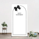 Aperturee - Aperturee Simple Elegant White Black Bow Birthday Rectangle Backdrop