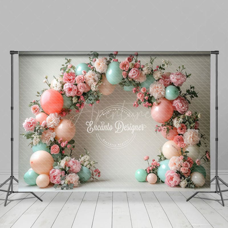Aperturee - Aperturee Simple Floral Balloon Arch Wedding Photo Backdrop