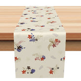 Aperturee - Aperturee Simple Floral Table Runner with Scattered Red and Blue Flowers for Farmhouse and Cottage Kitchen Decor