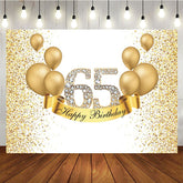 Aperturee - Aperturee Simple Gold Glitters Happy 65th Birthday Backdrop