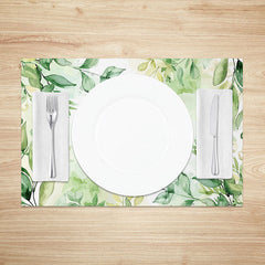 Aperturee - Aperturee Simple Green Leaf Placemats Set of 4 for Minimalist Spring and Modern Farmhouse Kitchen Table Decor