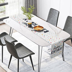 Aperturee - Aperturee Simple Happy Birthday Table Runner with Colorful Polka Dots Fun and Modern Party Supplies for Kids Celebration