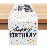 Aperturee - Aperturee Simple Happy Birthday Table Runner with Colorful Polka Dots Fun and Modern Party Supplies for Kids Celebration