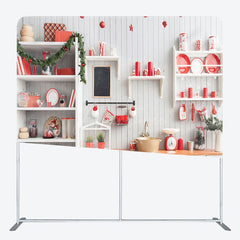 Aperturee - Aperturee Simple Kitchen Theme Fabric Backdrop Cover for Birthday