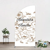 Aperturee - Aperturee Simple Line Painted Adventure Awaits Half Moon Arch Backdrop