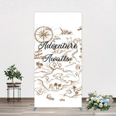 Aperturee - Aperturee Simple Line Painted Adventure Awaits Rectangle Backdrop