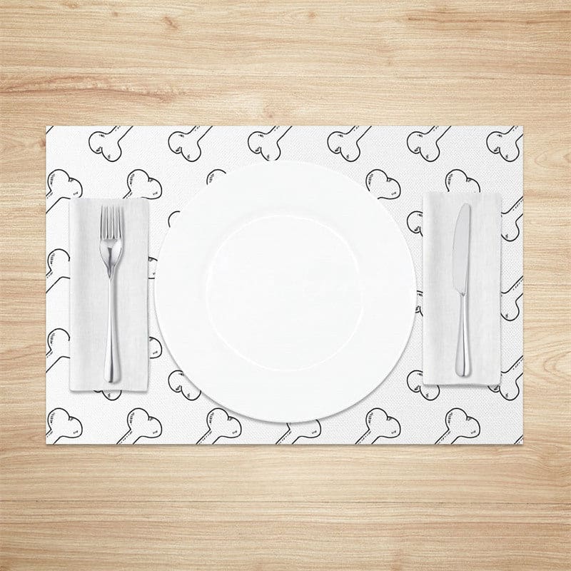 Aperturee - Aperturee Simple Lines Black White Bones Set of 4 Placemats