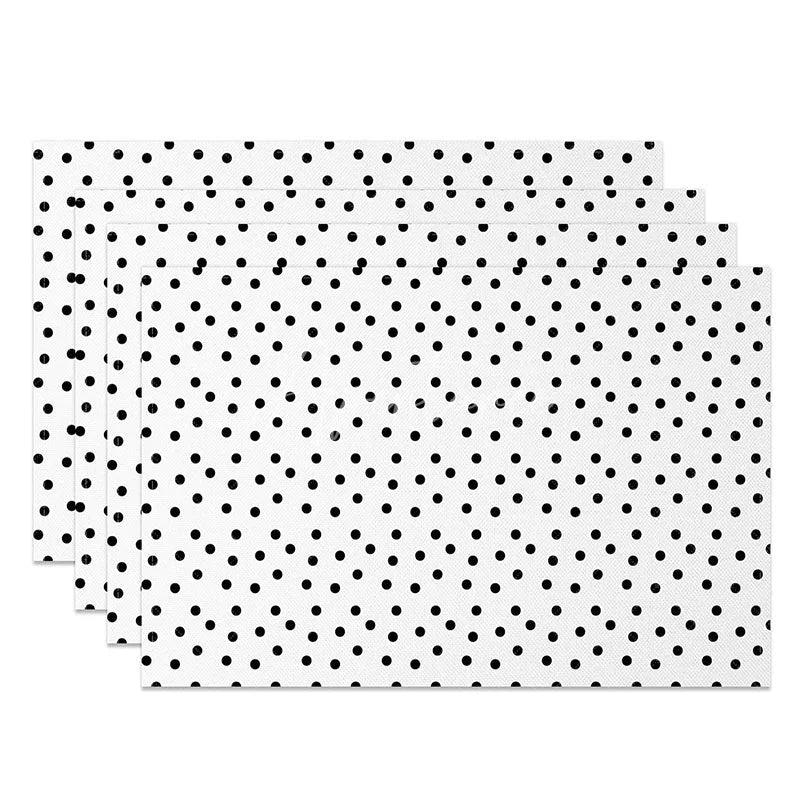 Aperturee - Aperturee Simple Modern Black and White Polka Dots Set of 4 Placemats Fun and Classic Design for Everyday Kitchen