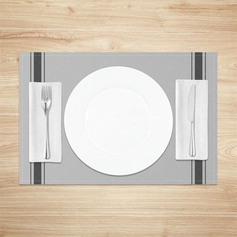 Aperturee - Aperturee Simple Modern Black Grey Dining Set of 4 Placemats