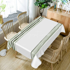 Aperturee - Aperturee Simple Modern Rectangle Tablecloth with Green Gradient Stripes for Contemporary Kitchen and Dining Decor