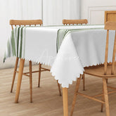 Aperturee - Aperturee Simple Modern Rectangle Tablecloth with Green Gradient Stripes for Contemporary Kitchen and Dining Decor