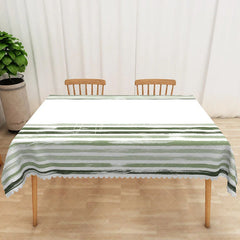 Aperturee - Aperturee Simple Modern Rectangle Tablecloth with Green Gradient Stripes for Contemporary Kitchen and Dining Decor