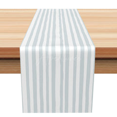 Aperturee - Aperturee Simple Modern Stripe Table Runner in White and Light Green Minimalist Kitchen Decor for Everyday Dining