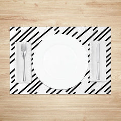 Aperturee - Aperturee Simple Modern White and Black Lines Set of 4 Placemats Minimalist Design for Everyday Kitchen Dining
