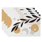 Aperturee - Aperturee Simple Moon Stars Black Leaves Set Of 4 Placemats
