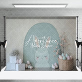 Aperturee - Aperturee Simple Painted Bunny Wall Floral Eggs Easter Backdrop