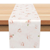 Aperturee - Aperturee Simple Pink Watercolor Floral Table Runner Elegant Minimalist Botanical Print Modern Kitchen Dining Decor