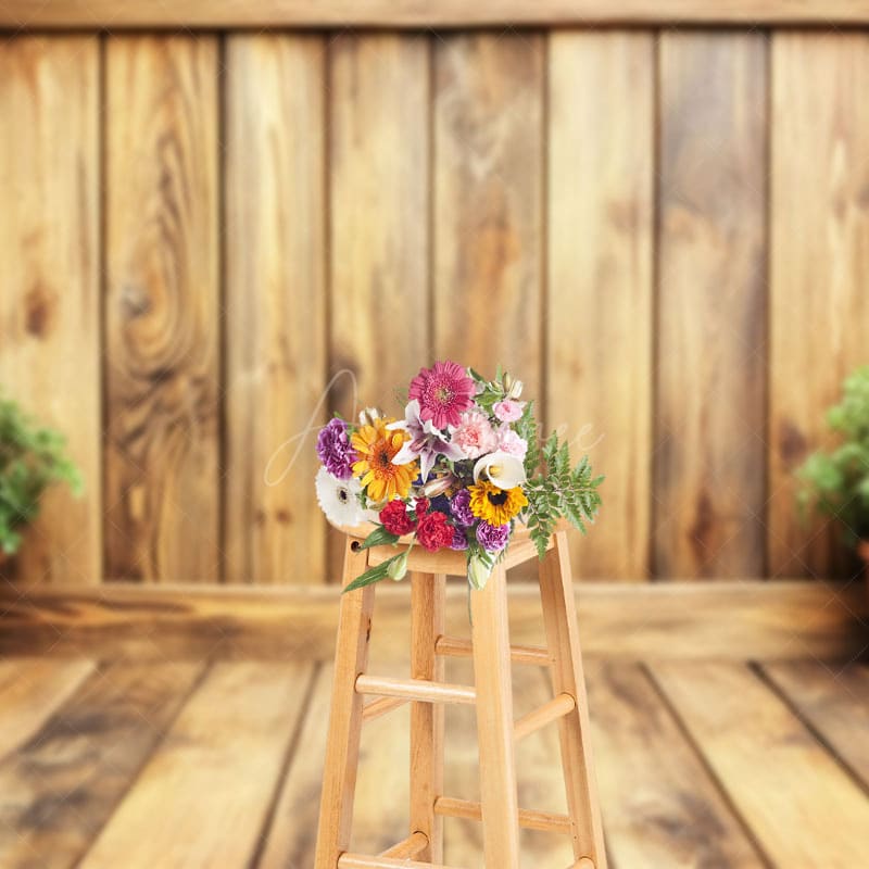 Aperturee - Aperturee Simple Potted Plants Wooden Photography Backdrop