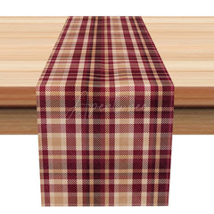 Aperturee - Aperturee Simple Red and Brown Plaid Table Runner Classic Tartan Design for Dining Rustic Farmhouse Kitchen Decor