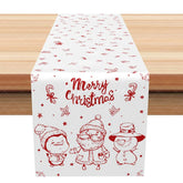 Aperturee - Aperturee Simple Red Christmas Character Table Runner Santa Snowman and Penguin Minimalist Holiday Decor
