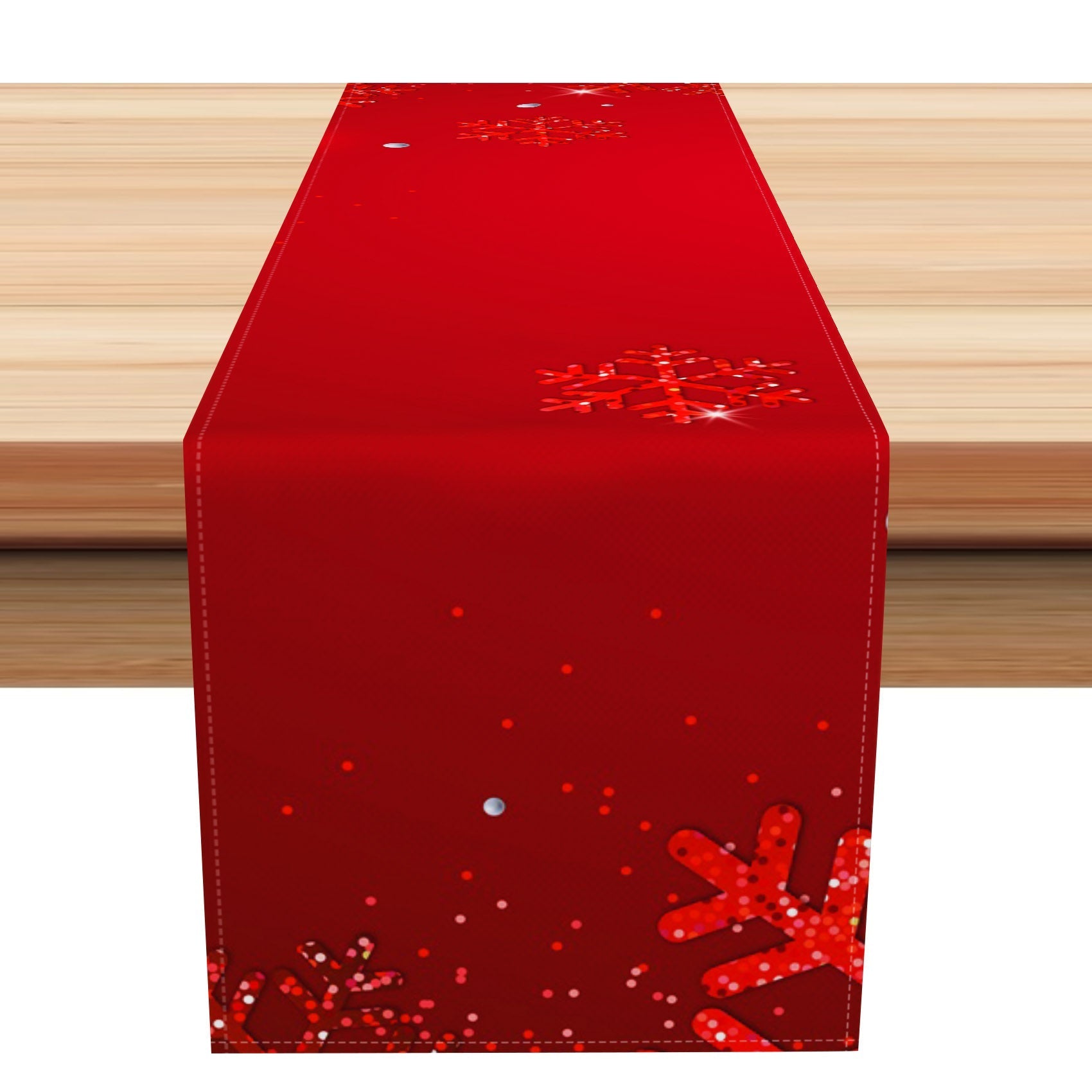 Aperturee - Aperturee Simple Red Shining Snowflake Christmas Table Runner