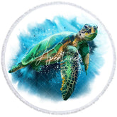 Aperturee - Aperturee Simple Sea Turtle Ocean Summer Round Beach Towel