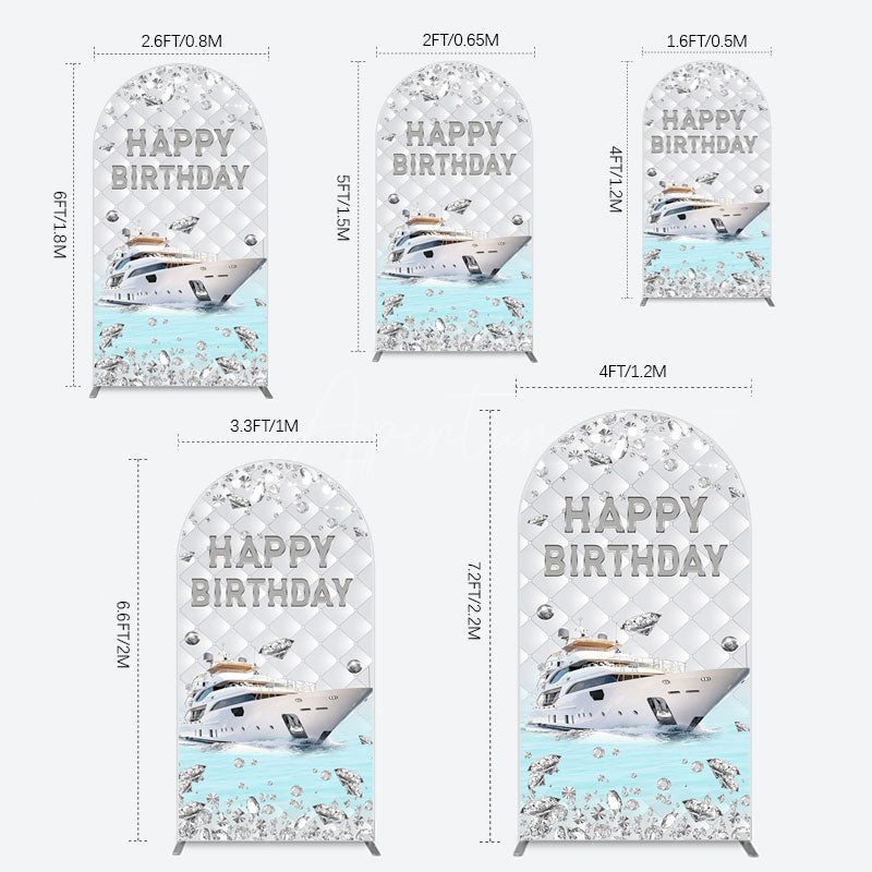 Aperturee - Aperturee Simple Ship Glitter Happy Birthday Arch Backdrop